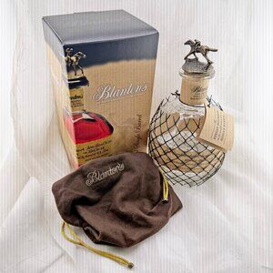 Empty Unrinsed Blanton's Bourbon Bottle With Stopper Horse A, Box and Bag